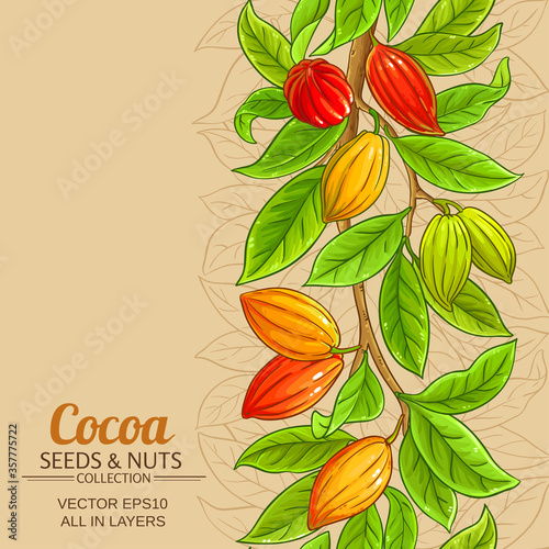 cocoa branches vector pattern on color background