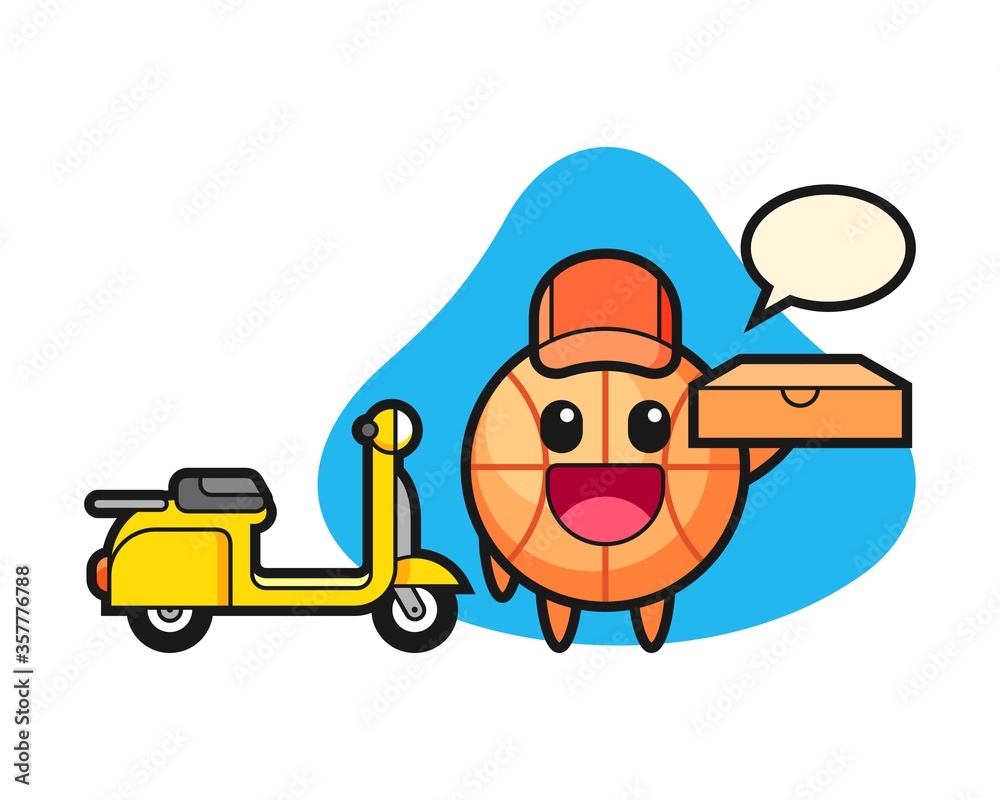Basketball cartoon as a pizza deliveryman Basketball cartoon as a pizza deliveryman