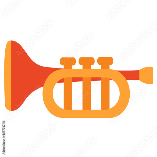 trumpet toy, musical instrument, flat, isolated object on a white background, vector illustration,