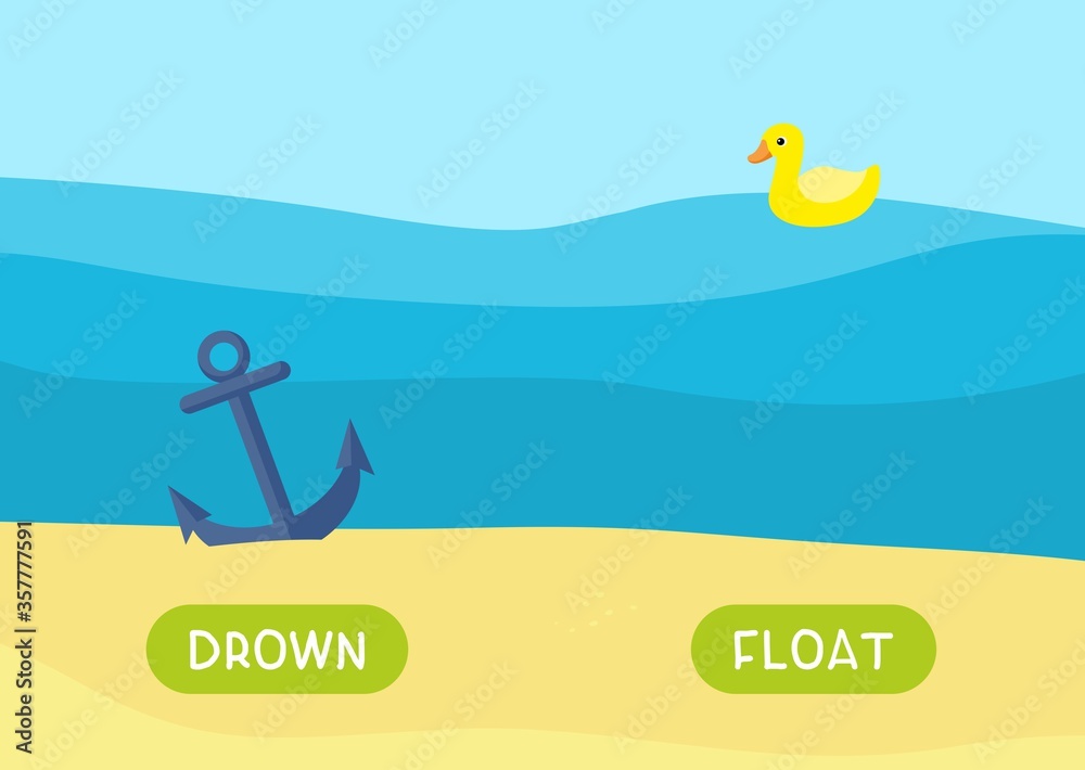 Educational english memo card with antonyms cartoon vector template