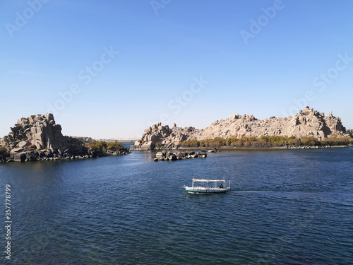 
Traveling by boat on the Nile on a blue-Egypt day.