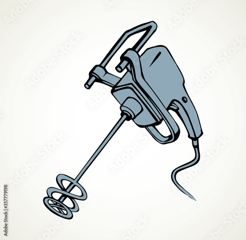 Hand mixer for concrete. Vector drawing
