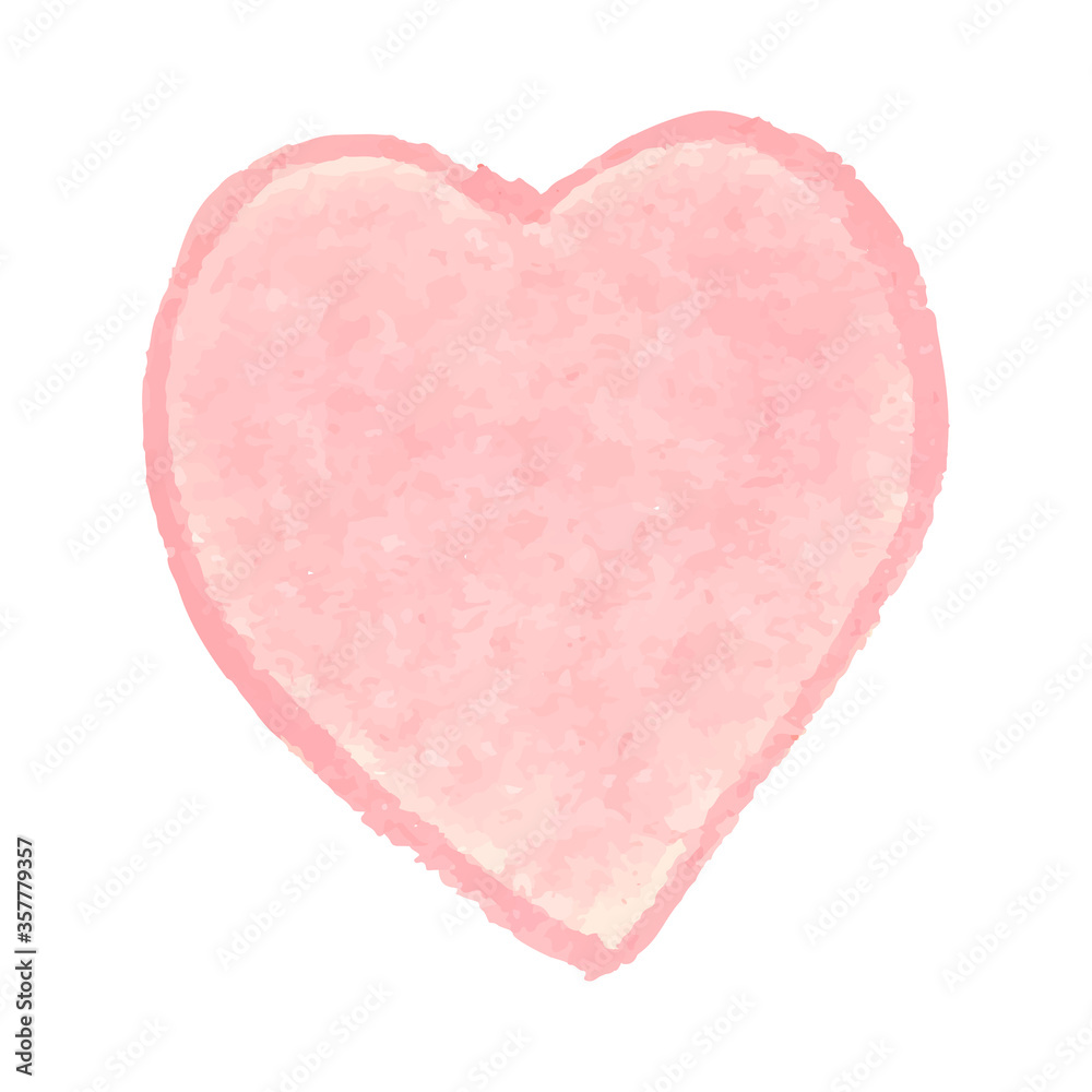 Vector colorful illustration of heart shape drawn with pink colored chalk pastels. Elements for design greeting card, poster, banner, Social Media post, invitation, sale, brochure, other graphic