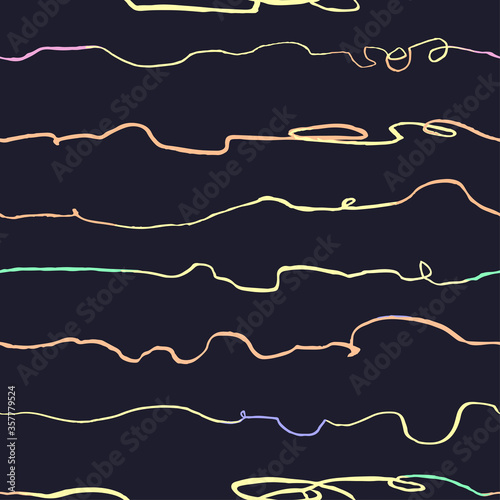 Vector modern seamless background with colorful hand drawn horisontal lines, doodles. Use it for wallpaper, textile print, pattern fills, web, surface texture, wrapping paper, design of presentation