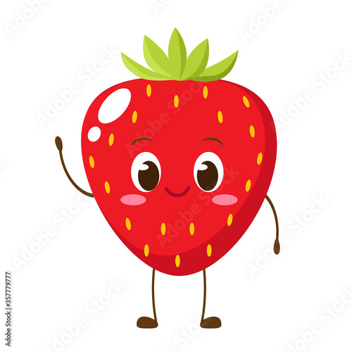 Cute happy strawberry character emoticon