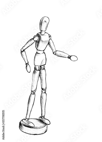 Hand Drawn Mannequin Reaching Out For Handshake