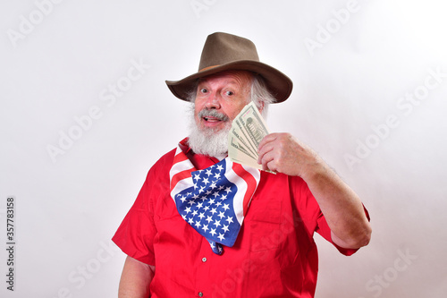 Texas rancher is showing off the money he won playing the lottery.