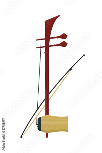 Thai culture fiddle flat style isolated on white. music instrument object concept vector for your design work, presentation, website or others.