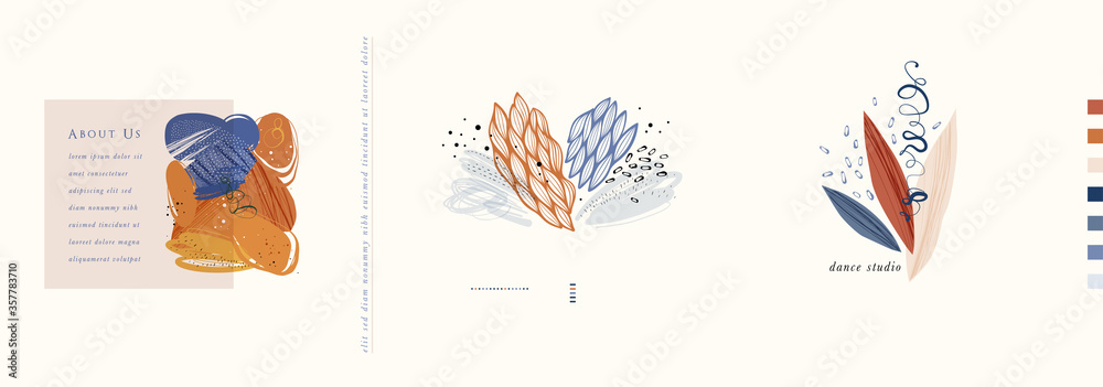 Fototapeta premium Trendy abstract organic and graphic elements. Template for logo, branding, web design, social media post, landing page, banner, business card, invitation, print, flyer or presentation. 