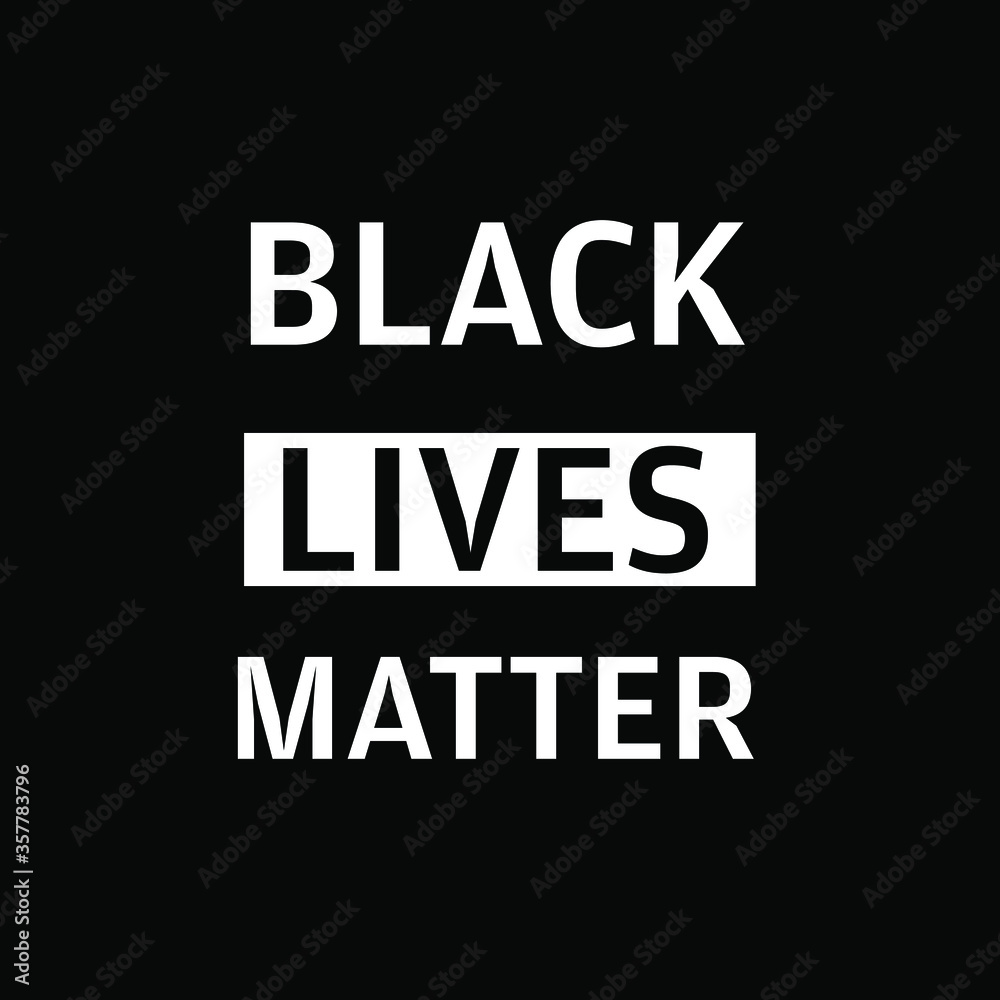 Black Lives Matter Banner Text in white isolated on black background.