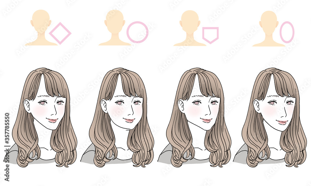 顔型別ヘアスタイルイラスト 顔型別ヘアスタイルイラスト