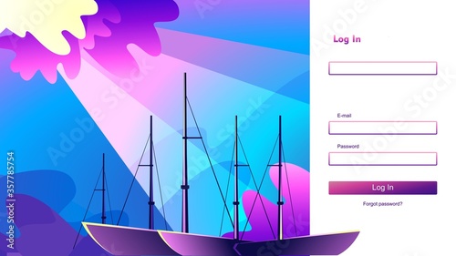 login form vector abstract sea landscape website