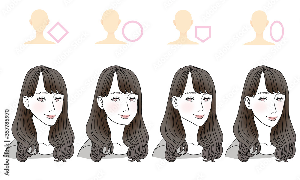 顔型別ヘアスタイルイラスト