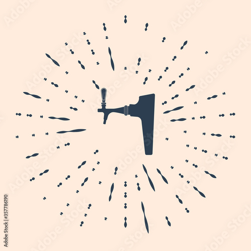 Black Beer tap icon isolated on beige background. Abstract circle random dots. Vector Illustration