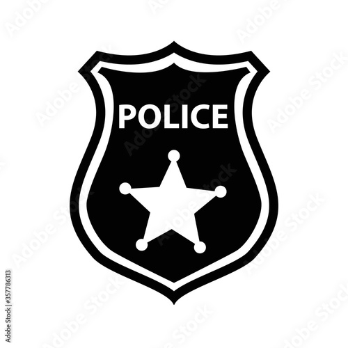 police badge icon on white background. protection law order symbol. Police shield sign.