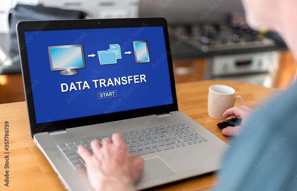 Data transfer concept on a laptop Data transfer concept on a laptop