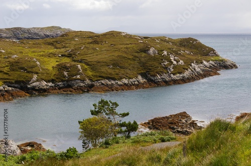A rocky headland and inlet along the east coast of the Island of Harris, Western Isles, Scotland.