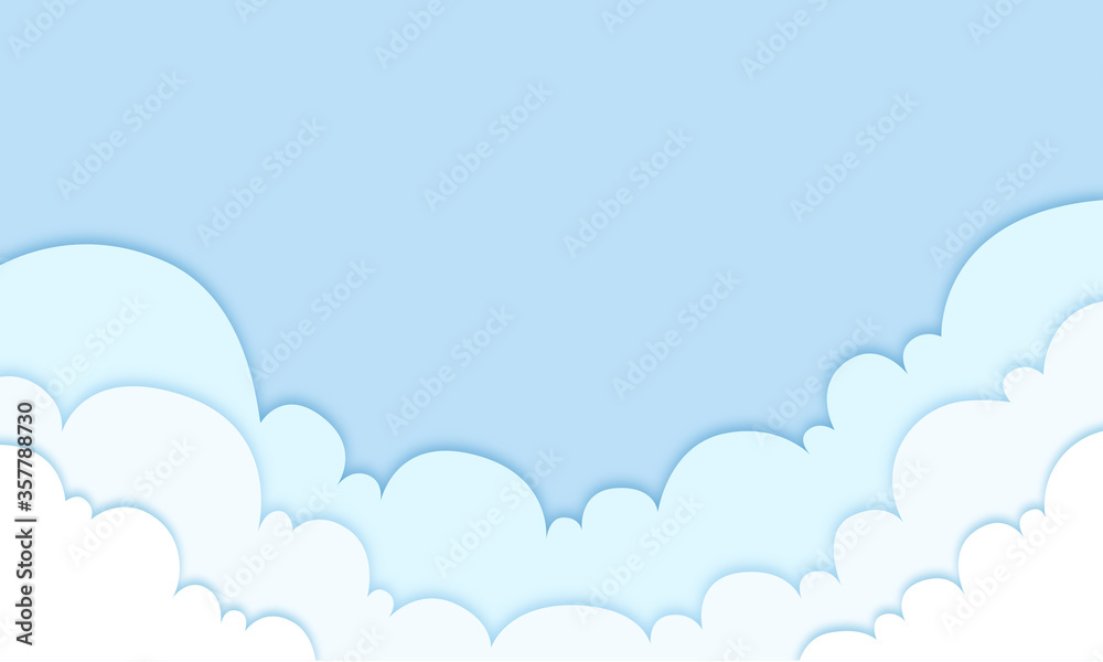 Hintergrund in Papierschnitt, Wolken. Blauer Banner, Freisteller. Vatertag, Himmel
