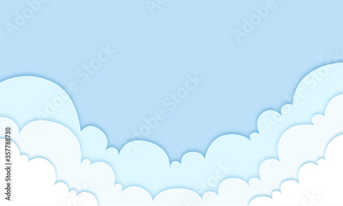 Hintergrund in Papierschnitt, Wolken. Blauer Banner, Freisteller. Vatertag, Himmel
