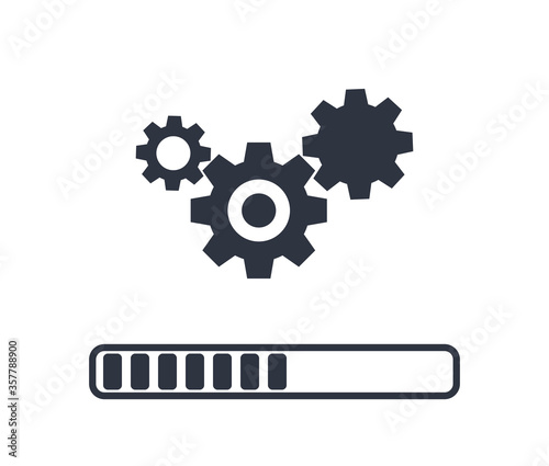 Progress loading gear symbol. concept technology. vector illustration