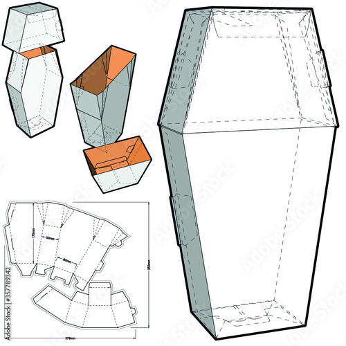 Coffin Box Self Asembly (with out needing a glue) and Die-cut Pattern. 