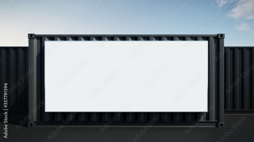 Obraz premium Empty billboard on container box 3d render