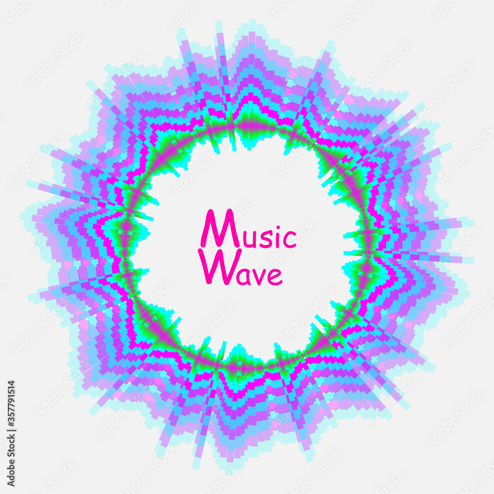 Vector abstract background with dynamic round music waves. Sound wave colorful circle audio poster. Digital technology illustration Vector abstract background with dynamic round music waves. Sound wave colorful circle audio poster. Digital technology illustration