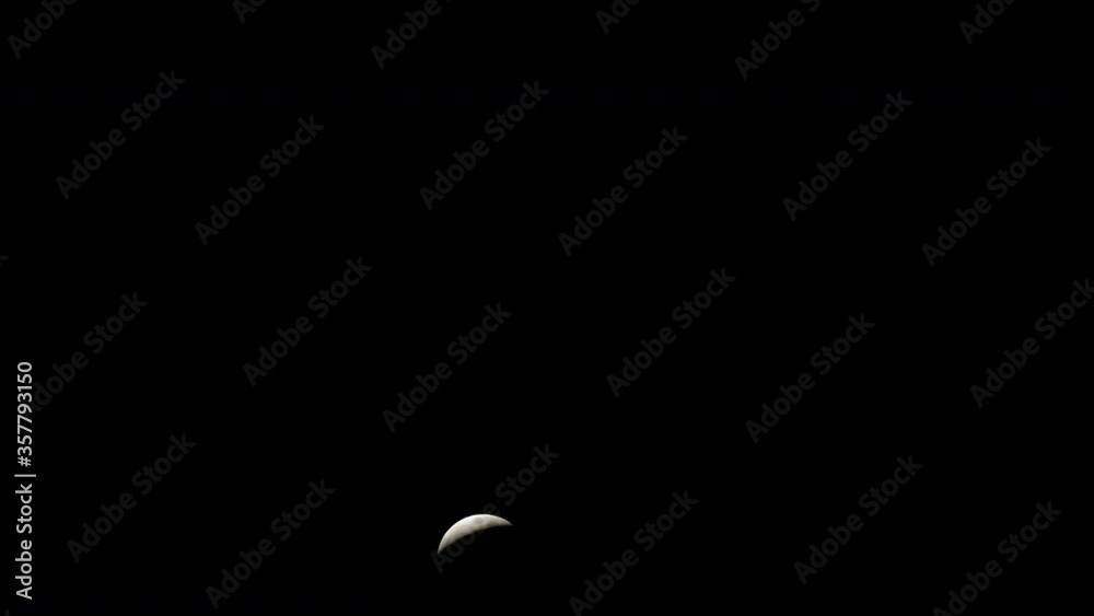 Moon moving becoming smaller black sky sliver Moon moving becoming smaller black sky sliver