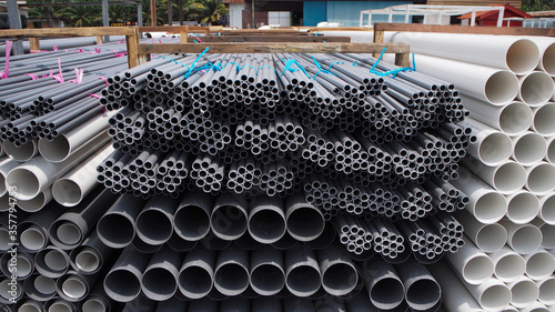 Obraz na plátně Stock of UPVC pipe in factory