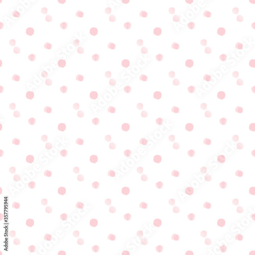 seamless pattern with pink dots watercolor effect