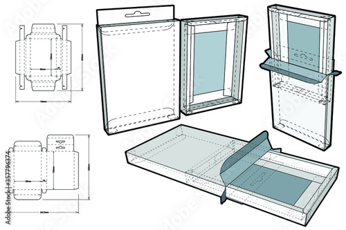 Card Box With Hanger and Die-cut Pattern. The .eps file is full scale and fully functional. Prepared for real cardboard production.