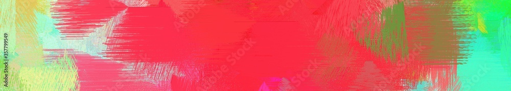 Fototapeta premium wide landscape graphic with artistic brush strokes background with tomato, medium aqua marine and tea green. can be used for wallpaper, cards, poster or banner