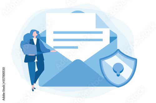 Receiving letters, Web mail or mobile service layout. Vector illustration for web banner, infographics, mobile. 