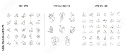 Vector icon and logo for natural cosmetics and care dry skin