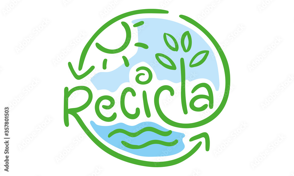 RECICLA LOGO ORGÁNICO VECTOR TIPO SELLO