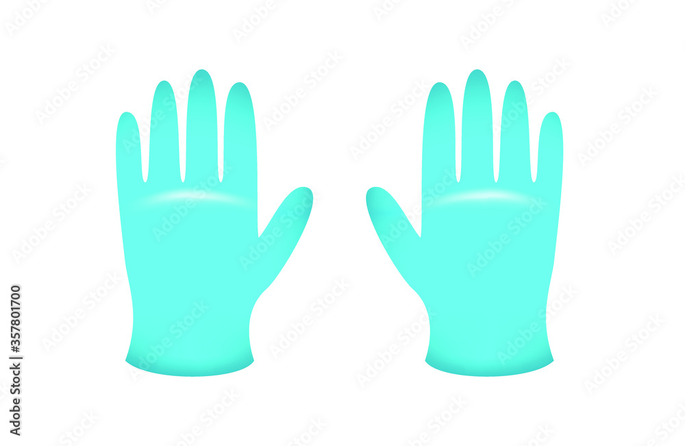 Realistic Blue Medical Gloves for Covid Prevention on White Background . Isolated Vector Elements Realistic Blue Medical Gloves for Covid Prevention on White Background . Isolated Vector Elements