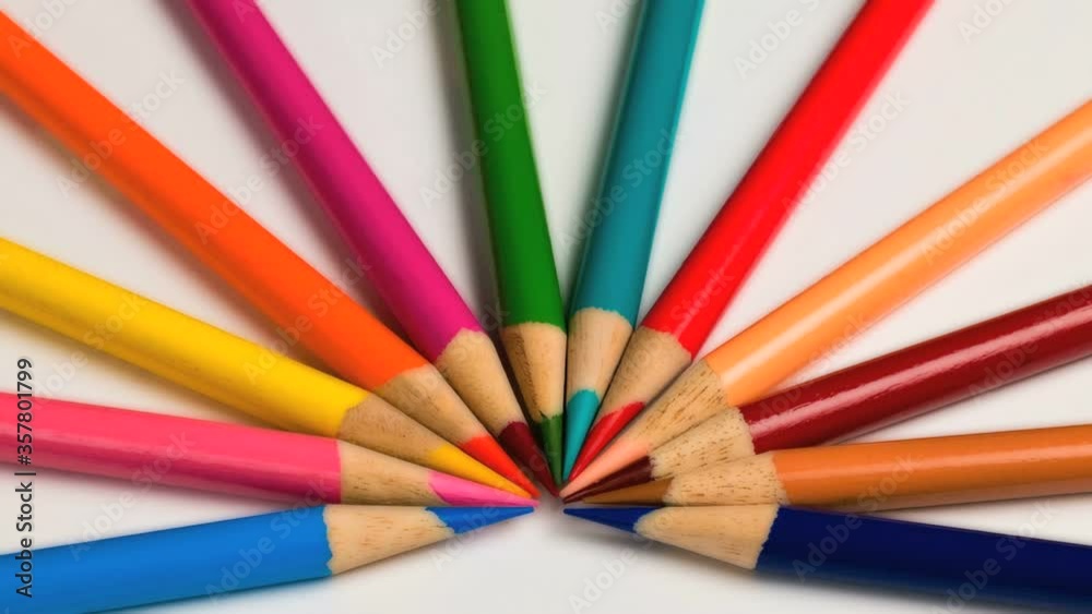 Radial pattern of colored pencil crayons Radial pattern of colored pencil crayons