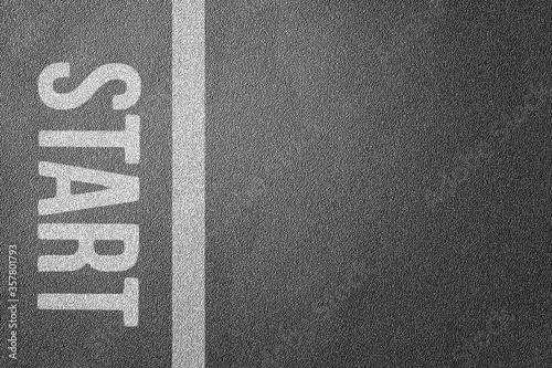 3D Illustration of start line on the road for a race or metaphorical new life pattern and background, textured traffic rules and hope concept.