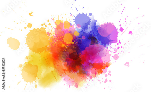 Multicolored splash watercolor blot - template for your designs.