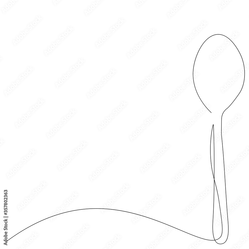 Spoon background, Silhouette line drawing, vector illustration Spoon background, Silhouette line drawing, vector illustration