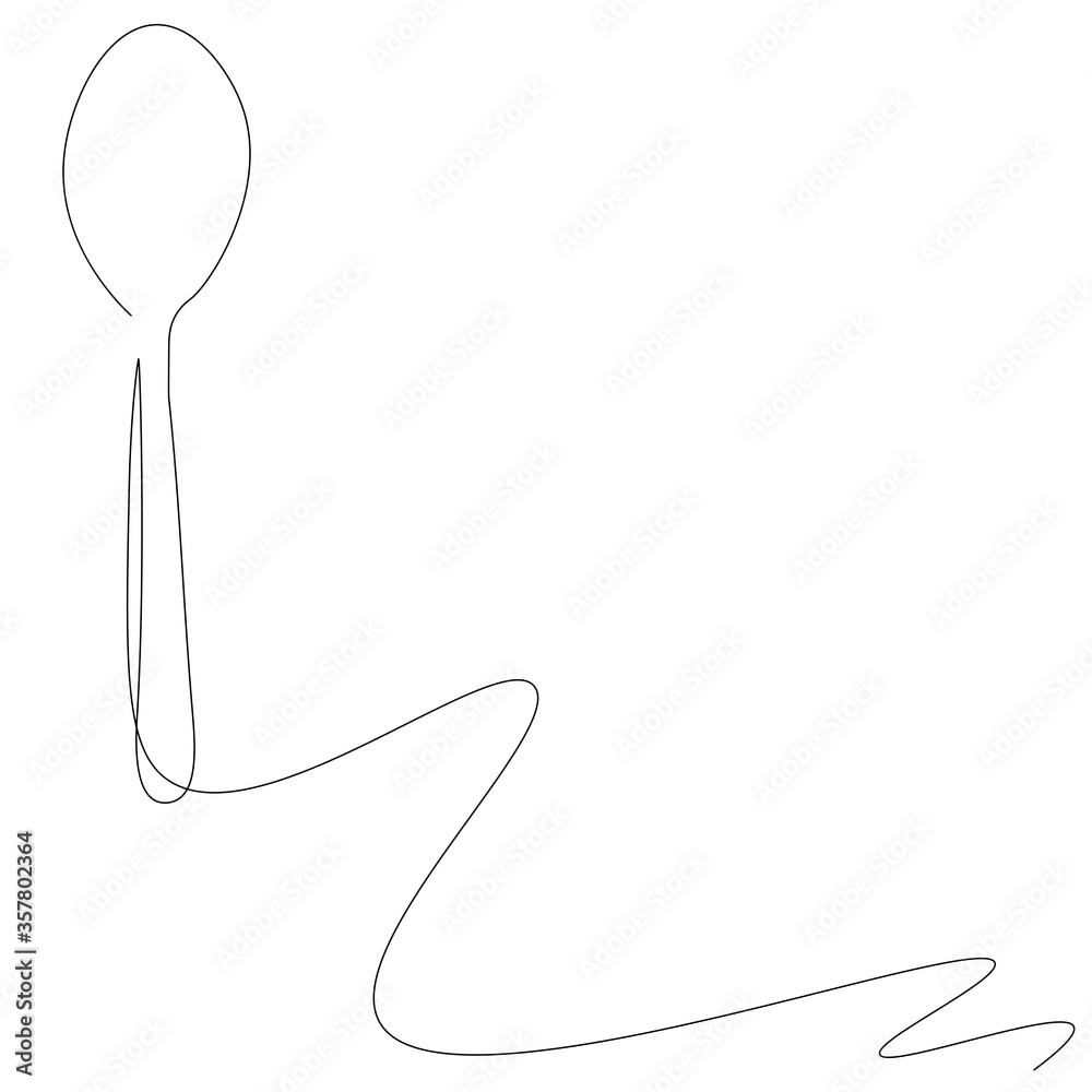 Spoon on white background, Silhouette line drawing, vector illustration Spoon on white background, Silhouette line drawing, vector illustration