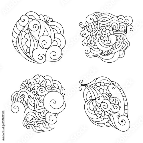 Coloring book zentangle doodle sketch. Tattoo sketch. Ethnic tribal wavy vector illustration.
