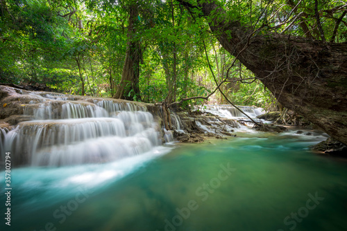 Huay Mae Khamin waterfall in tropical forest, Thailand  © totojang1977