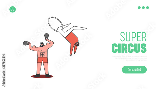 Circus event landing page template. Welcome to circus performance concept