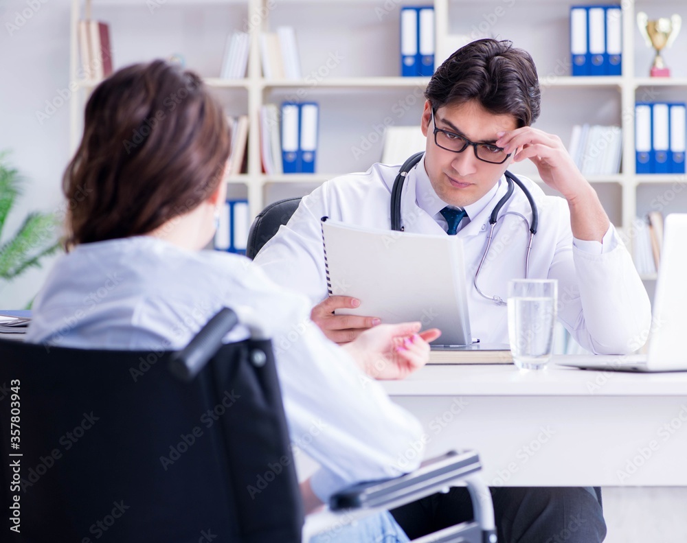 Doctor sharing discouraging lab test results to patient Doctor sharing discouraging lab test results to patient