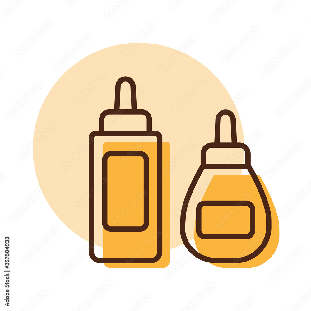 Ketchup mustard and mayonnaise spicy bottle icon Ketchup mustard and mayonnaise spicy bottle icon