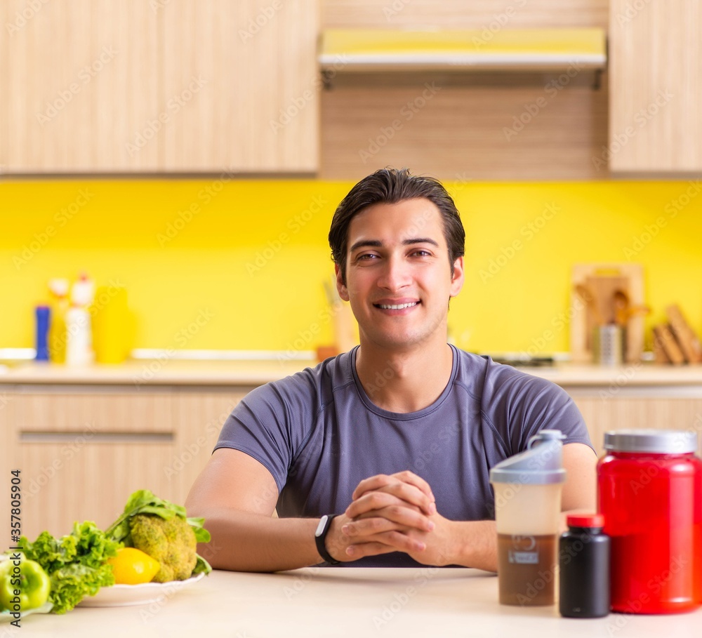 Fototapeta premium Young man in healthy eating concept