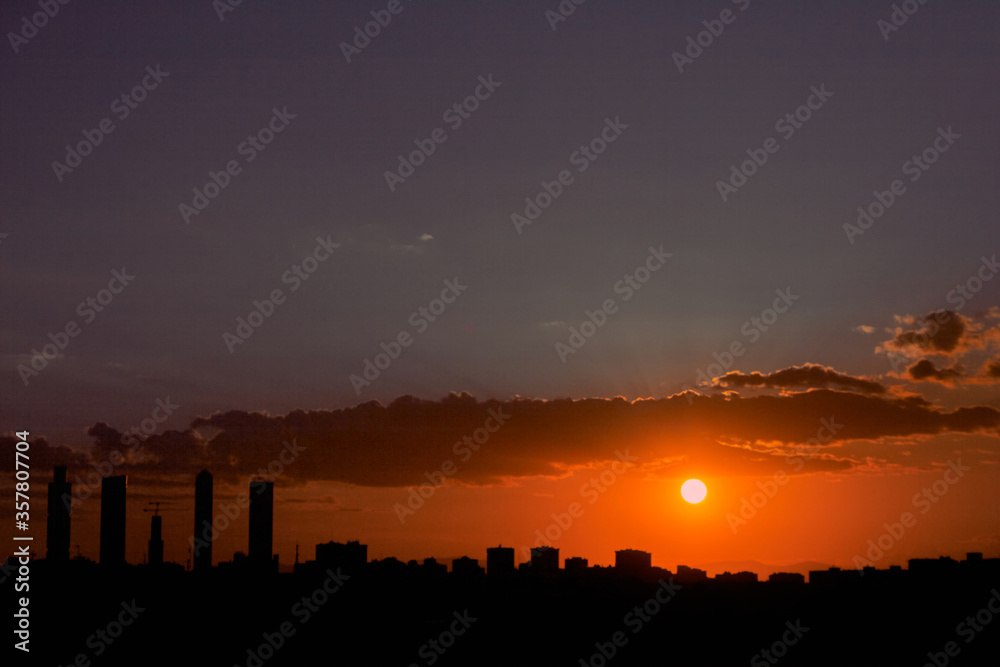 Beautiful sun during the spring sunset