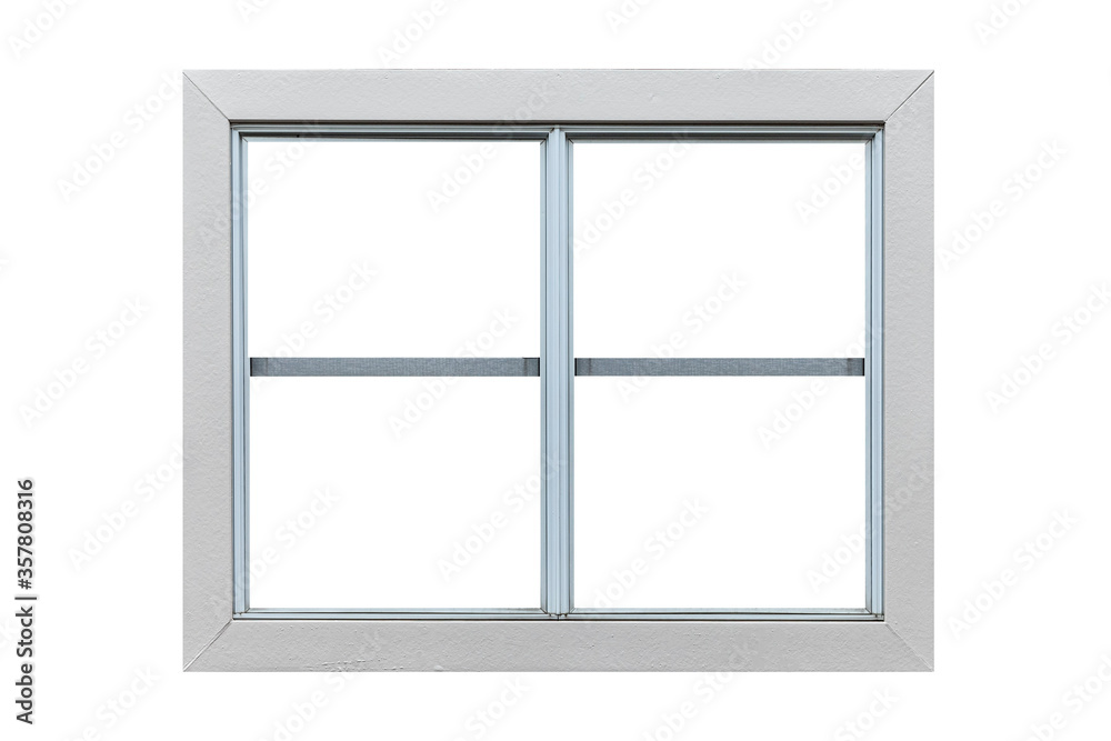 White wood window frame isolated on white background White wood window frame isolated on white background