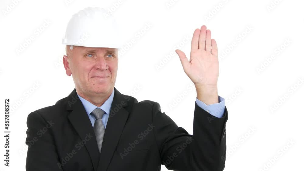 Engineer Portrait Smiling and Saluting with a Hand Gestures Engineer Portrait Smiling and Saluting with a Hand Gestures